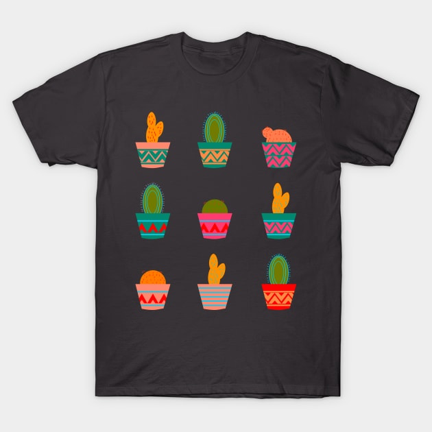 Neon potted cacti T-Shirt by CocoDes